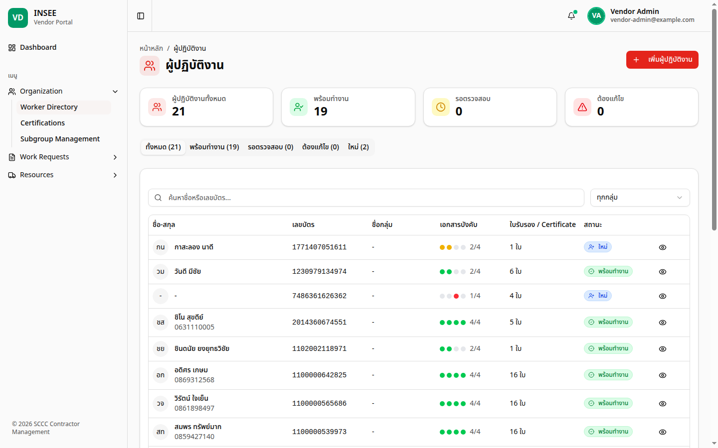 หน้า Worker Directory